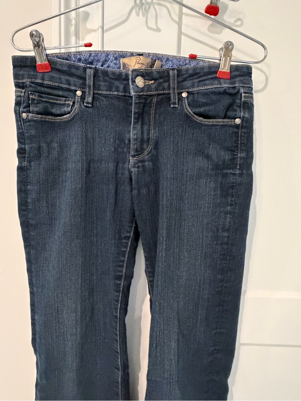 PAIGE Skyline Dark Indigo Flare Jeans 27 - Picture 2 of 9